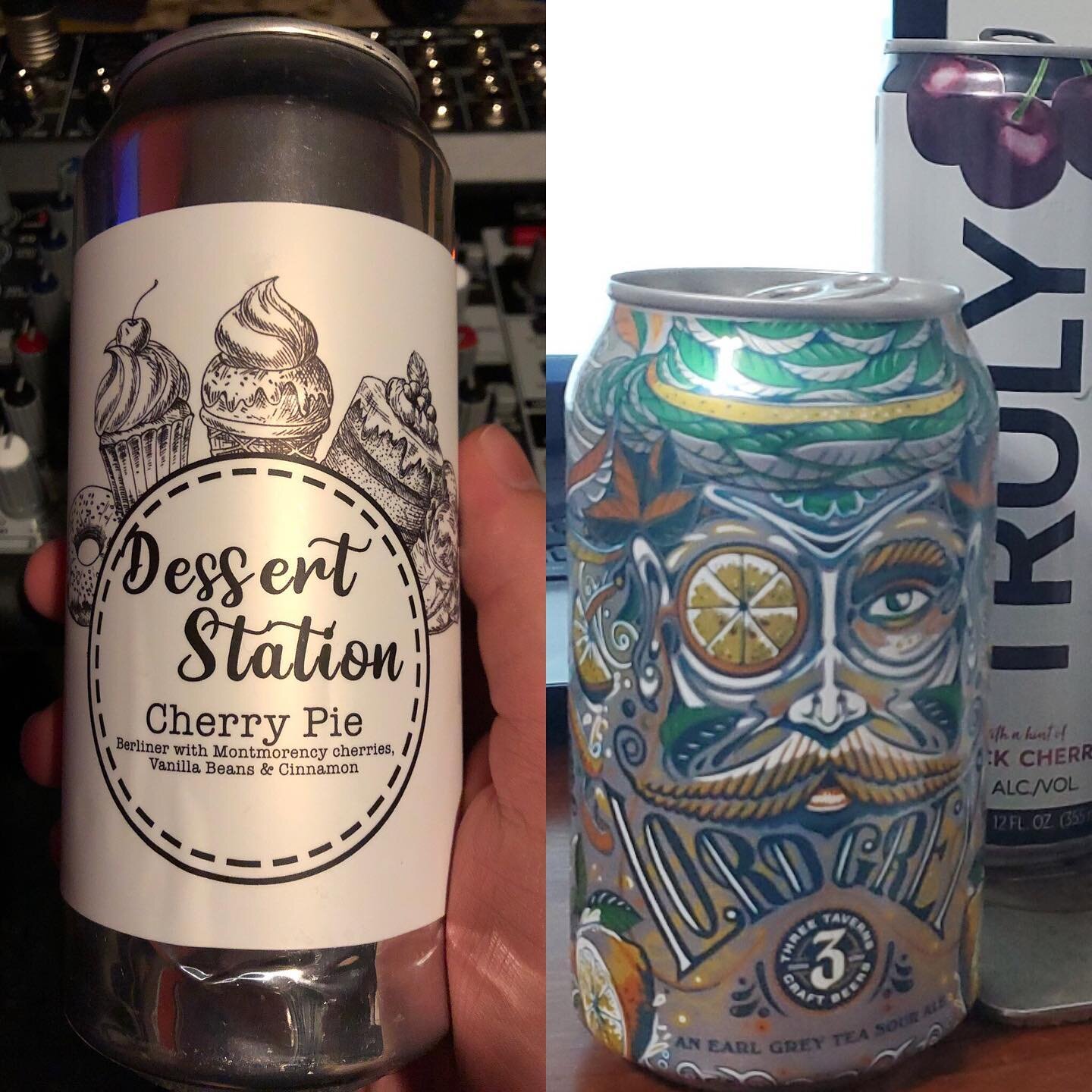 Last night&rsquo;s episode beers.  Mike drank the last of his @corporateladderbrewing Cherry Pie Berliner.  Jeff had a @threetaverns Earl Grey Tea and some @truly Hard Seltzers.